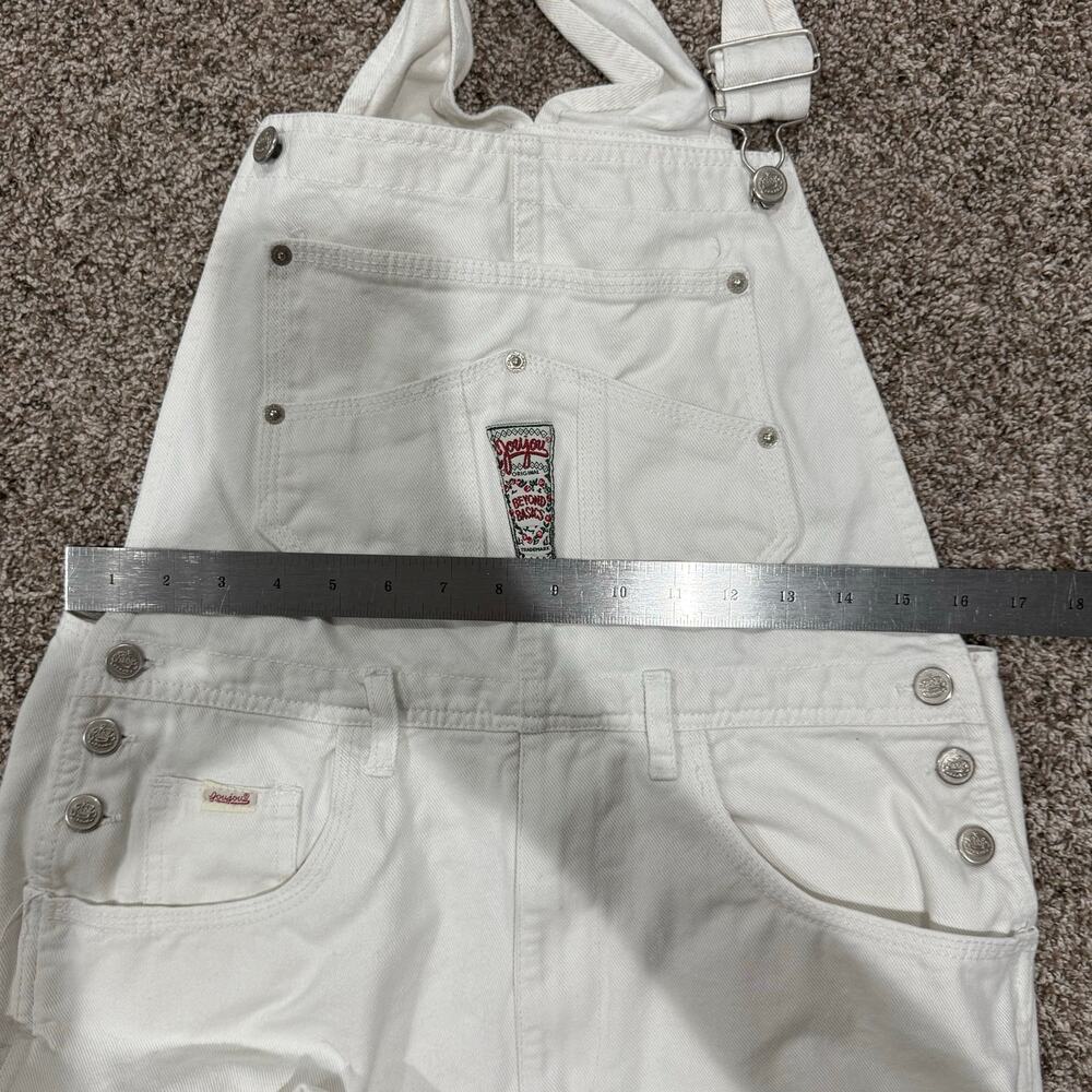Vintage 80s 90s Women's JouJou White Denim Bibs Overalls Shortalls Size Large - Picture 9 of 11